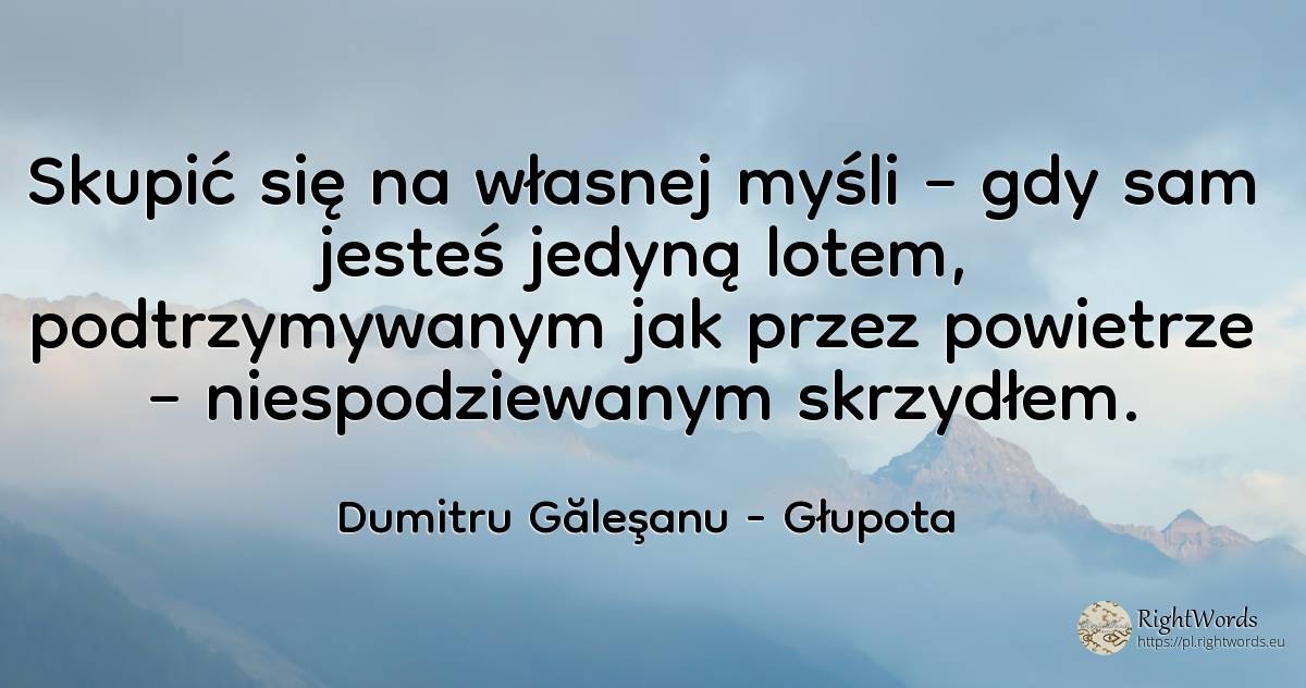 Skupić się na własnej myśli – gdy sam jesteś jedyną... - Dumitru Găleşanu, cytat o głupota