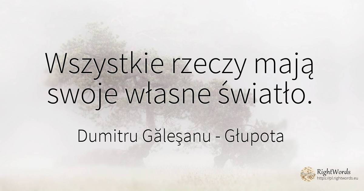 Wszystkie rzeczy mają swoje własne światło. - Dumitru Găleşanu, cytat o głupota