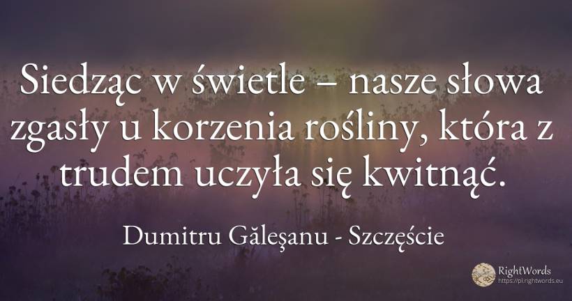 Osadzeni w świetle – a nasze słowa gasły w korzeniach... - Dumitru Găleşanu, cytat o szczęście